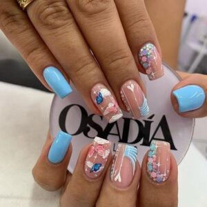 Inspiration for Short Blue Nail Designs: Part 2